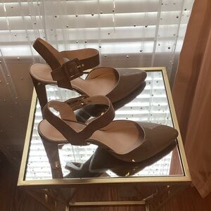 Franco Sarto Tan Patent Heels